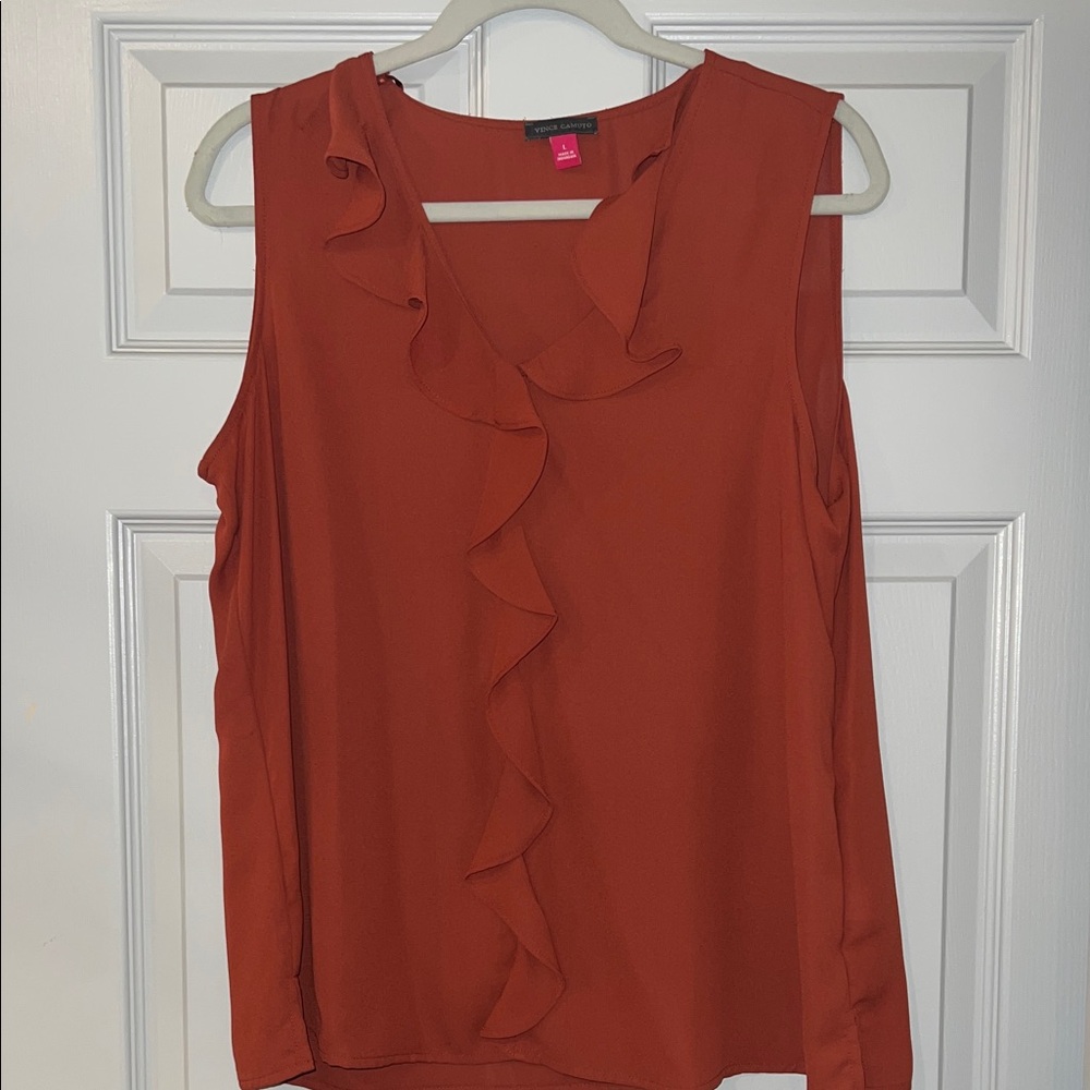 Vince Camuto Rust Ruffled Blouse